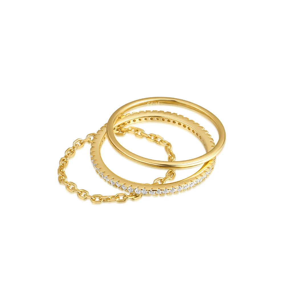 CANNER 3PCS Minimalism 925 Sterling Silver Smooth Rings For Women Ins Chain Sophisticated Rings Fine Jewelry Party Gift 6