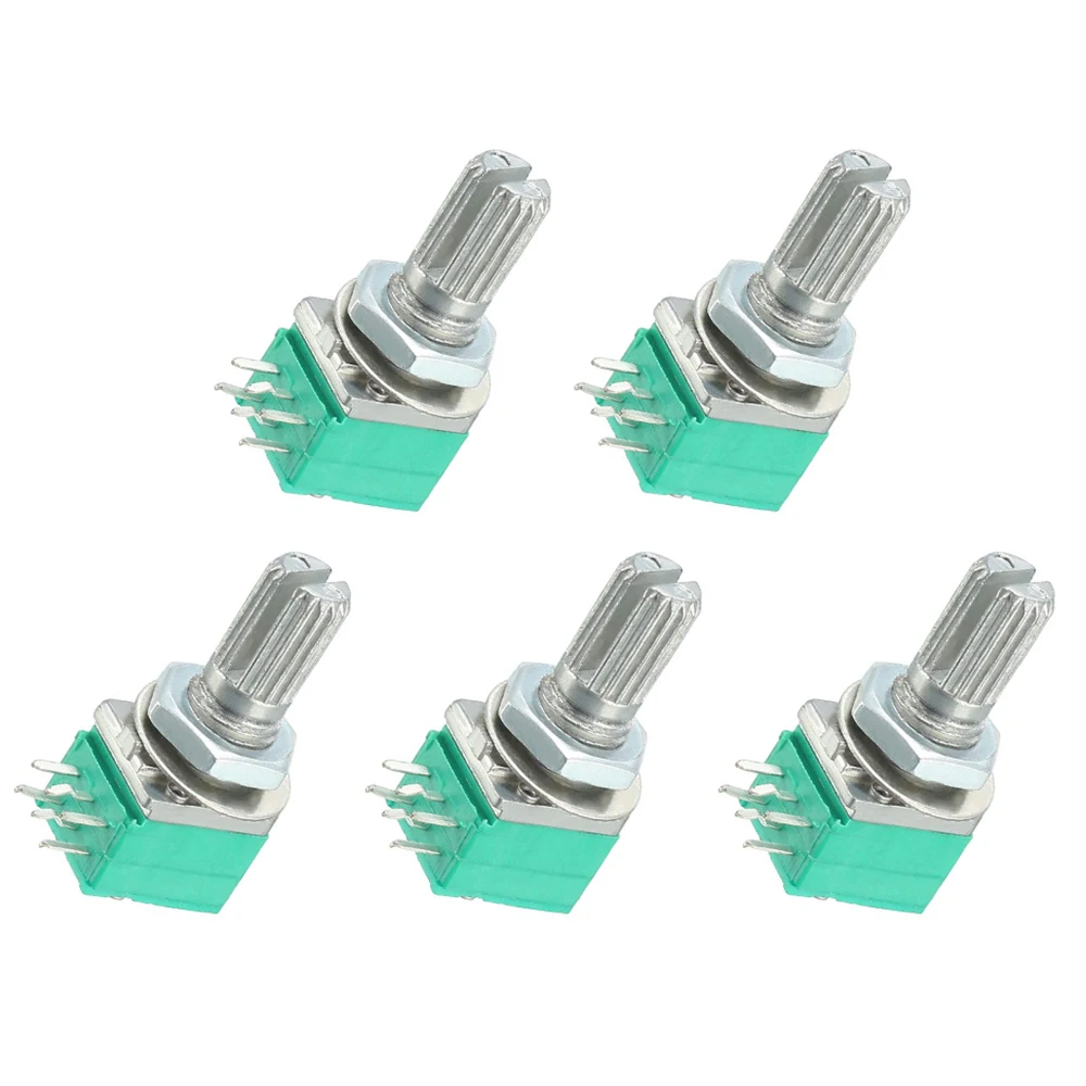 Multiturn Potentiometer,Rotary Potentiometer,Potentiometer Kit,Adjustable Resistor,Electronic Components 5PCS RK097NS Potentiometer 15mm 6Pin RK097 B1K 5K 10K 20K 50K 100K 500K Audio Shaft Amplifier Sealing