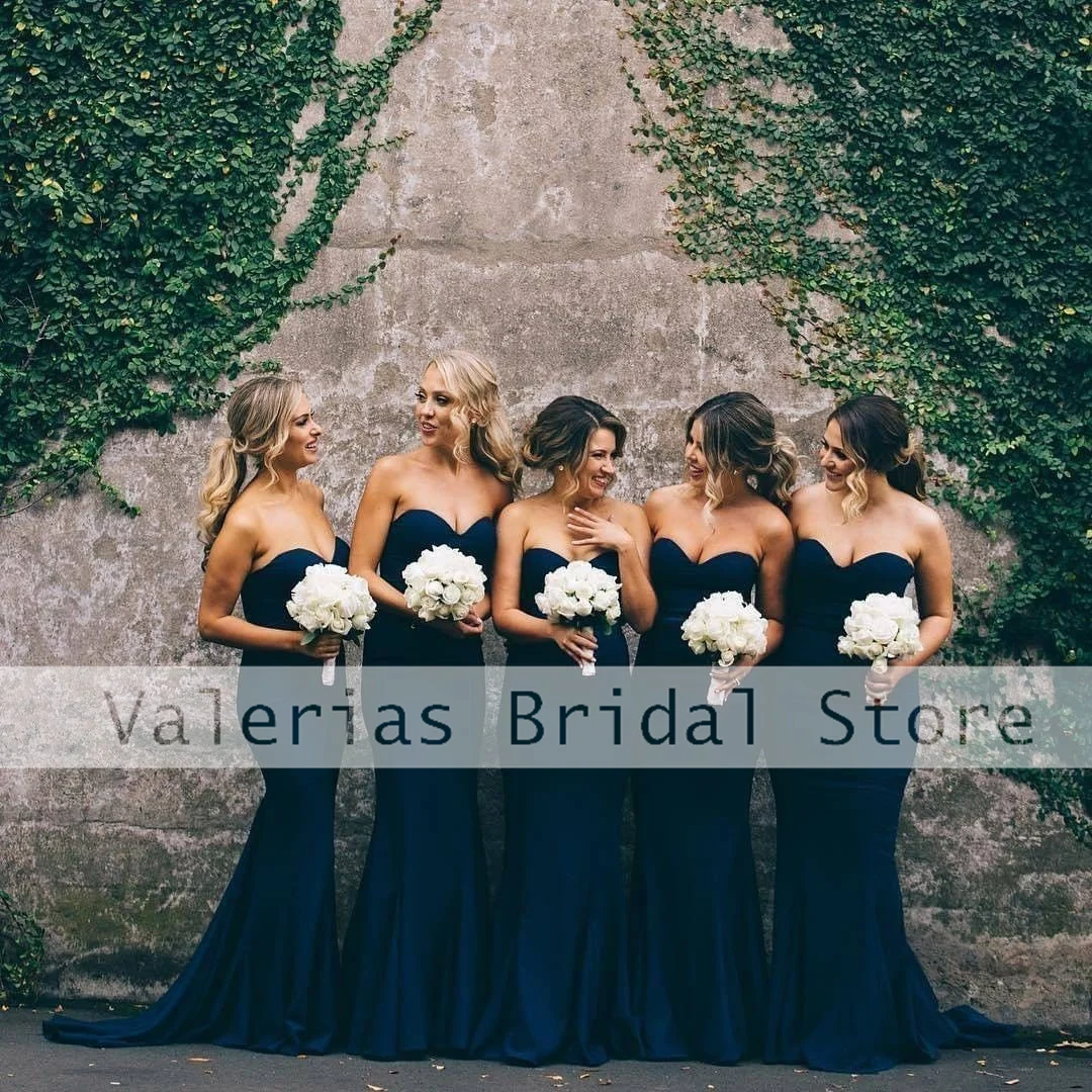 

Elegant Black Bridesmaid Dress Satin Strapless Sexy Wedding Party Dresses Plus Size Formal Evening Gown Maid Of Honor Gowns