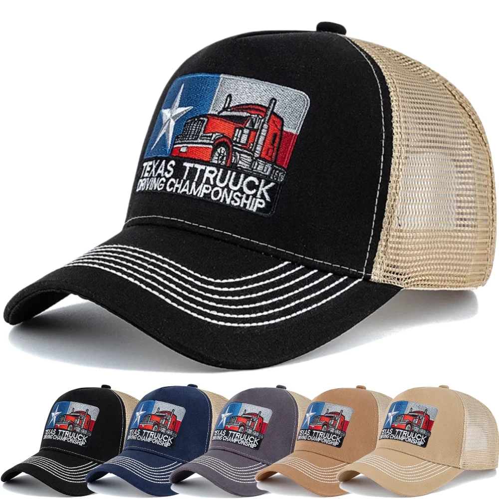 Unisex Baseball Cap Texas bestickt Trucker Hut Mesh Hut Kappe für Männer Frauen atmungsaktive Streetwear Sommer Outdoor Trucker Cap – Detail 7