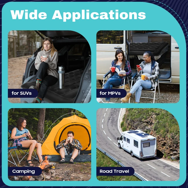 Universal Inflatable Car Air Mattress with Pump – Foldable Back Seat & Trunk Bed for Camping, Travel & Road Trips 2