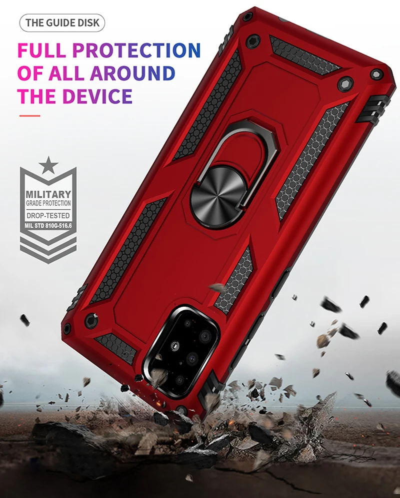 Shockproof Armor Case For Samsung Galaxy S22 S21 S20 FE S8 S9 S10 Plus Note 20 8 9 10 Lite Ultra F52 M52 5G A03 Core Ring Cover Galaxy S20 FE 5G Phone Cases