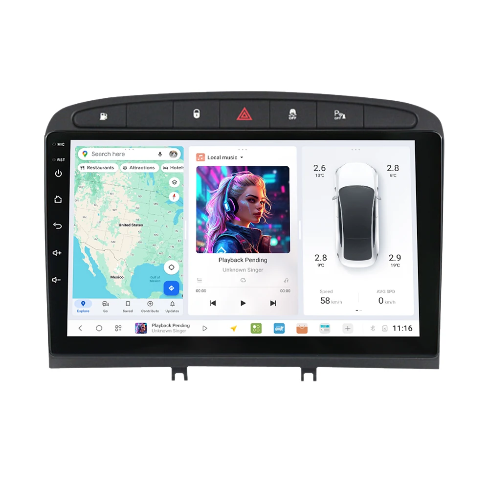 DUDUAUTO UIS7870 Android 13 drahtlose Auto CarPlay Für Peugeot 308 308SW 408 2012-2020 GPS Intelligente Systeme 2 Din auto radio – Detail 6