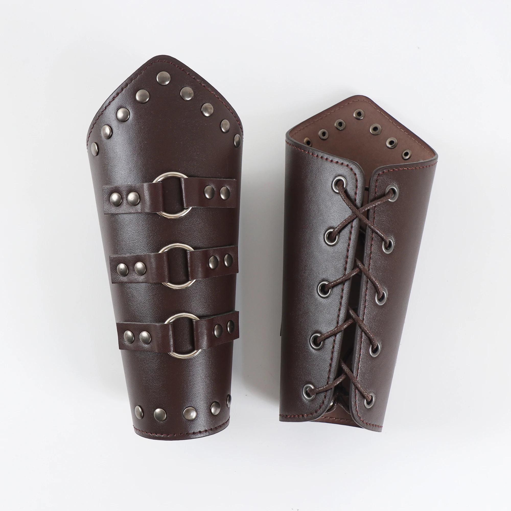 Medieval Men Cosplay Arm Warmers Lace-up Vintage Pirate Knight Gauntlet Wristband Bracer Adjustable Accessories