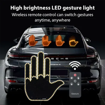 Luz de dedo de coche con Control remoto, señales de carrera de carretera, luz de gesto de dedo medio, luz de Palma de coche, luces de freno de advertencia de dedo para hombres 1