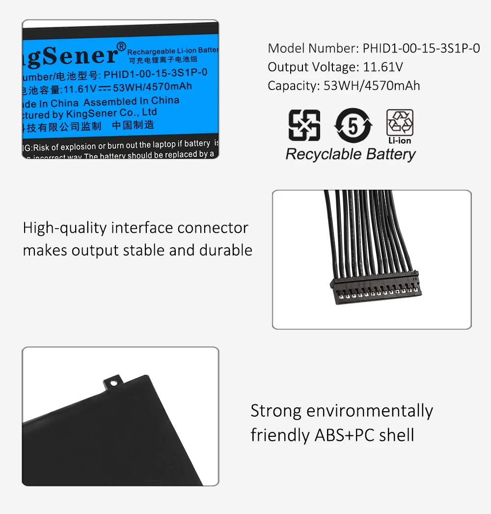 Kingsener-bateria do Portátil para o Microsoft f1 Schenker Visão 14 Adata Xpg Xenia 14 Series 4570mah 11.61v 53wh Phid100153s1p-0 - Imagem 6