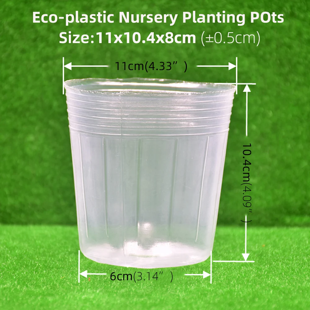 100pcs Transparent Plastic Seedling Planting Bowl Garden Succulent Orchid Grow Nutrition Bag Nursery Cup Breathable Flower Pots