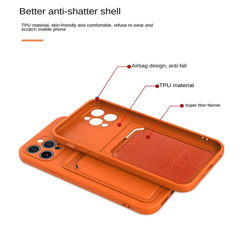 TPU Soft Card Pack Integrated Phone Case For Iphone 12 13 14 15 16 Plus 17 Pro Max Frosted Back Panel Skin Feeling Phone Cover 4