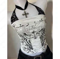 Tops à bretelles sexy en dentelle Y2k, vêtements pour femmes, gothique, punk, fille, été, t-shirts à bretelles, grunge, corset mince, Harajuku, Kpop, crop top, emo 1