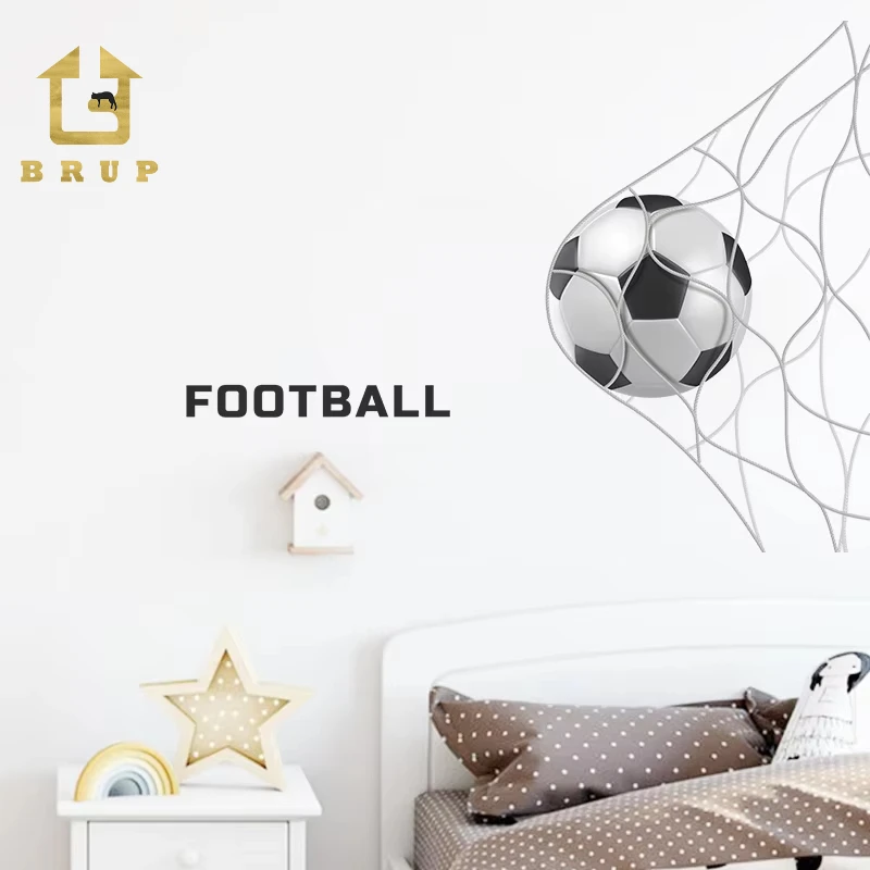 BRUP Into Goal Football Wall Stickers For Children's Room Kids Baby Room Soccer Vinyl Wall Decals Living Bedroom Decorative