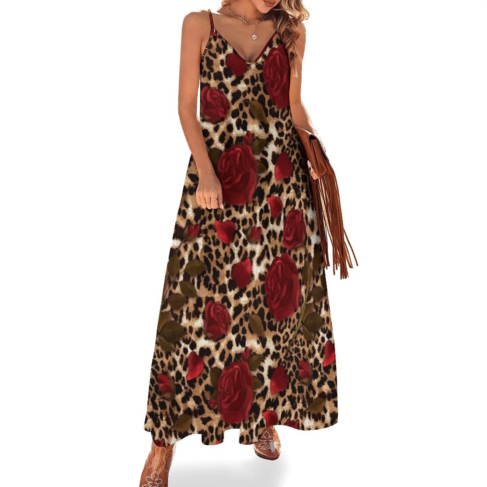 

Leopard rose pattern Sleeveless Dress dress for woman Women's dresses