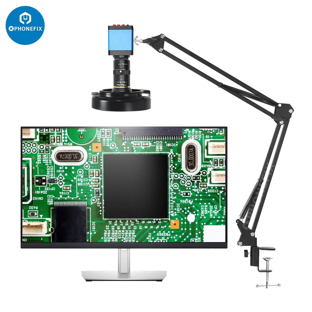 1080P HDMI VGA Industrial Video Microscope Camera Industry C MOUNT 5.0-50mm F1.4 Lens for Phone PCB IC Observe Soldering Repair