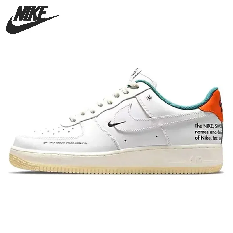 Nike-Air Force 1 Basses Pour Homme Et Femme, Chaussures De Skateboard, Comodi, Unisexes, Blanc, Orange