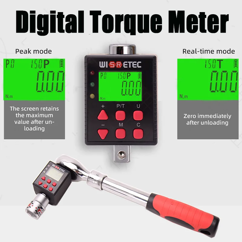 WISRETEC Digital Torque Wrench Adapter-Precision Electronic Torque Tool Converter and Meter with LCD Display Includes1/2"3/8"1/4 torque wrench