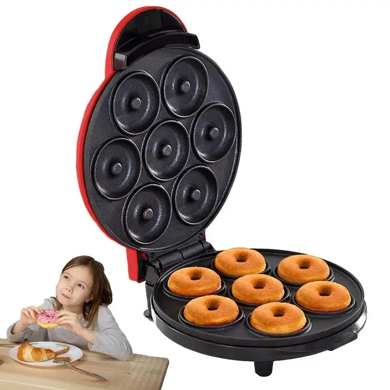 

Mini Donut Maker 7 Mini Donut Baker Make 7 Donuts Double-sided Heating Electric Cake Donuts For Home Breakfast Or Dessert