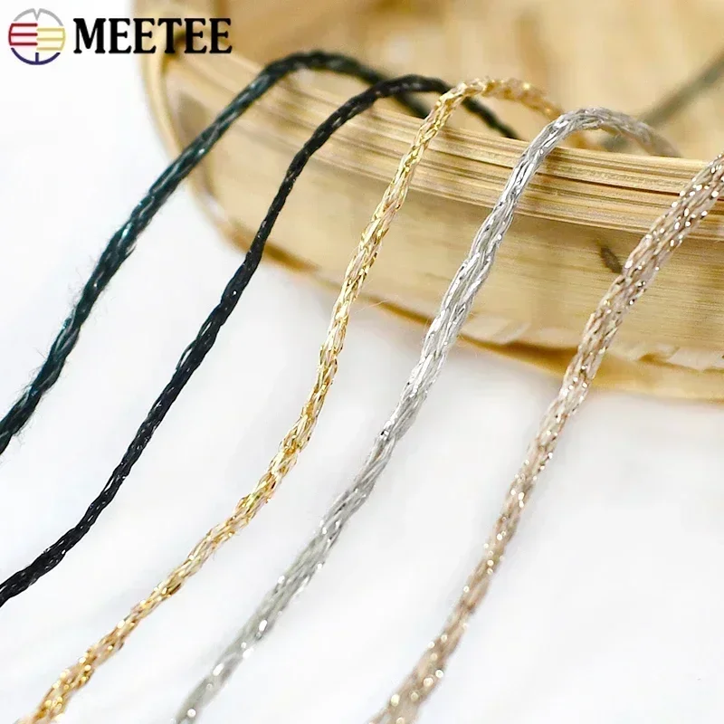 Meetee 100g/roll Gold Silver Yarn Bright Wire Crochet Metallized Thread DIY Hand-woven Knitting Cord Decor Crafts Accessories 4