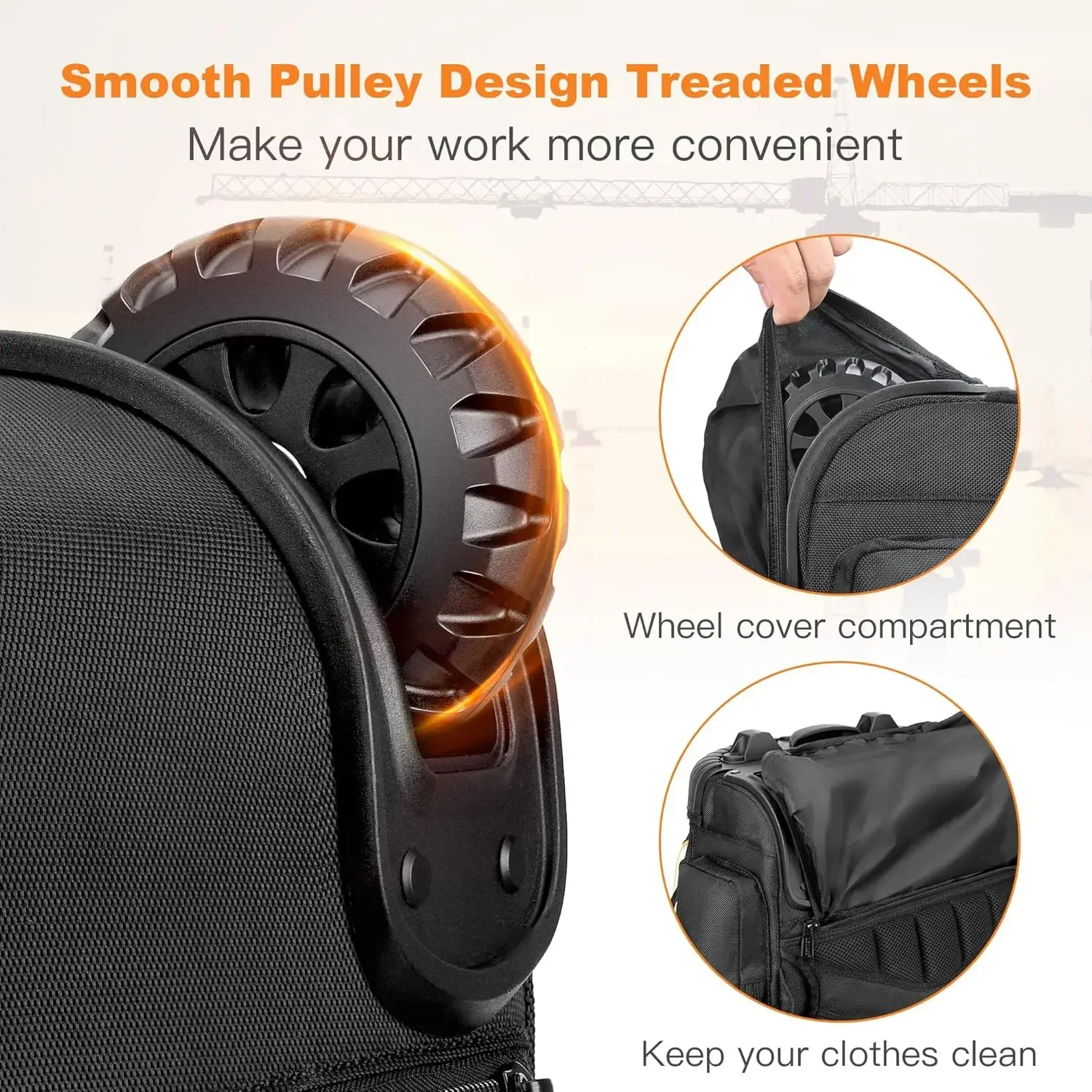 Tool Bag with Wheel, Rolling Tool Backpack for Electrician Heavy Duty Roller Tool Bag on Wheel for Construction Work, 75 Pockets 2