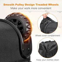 Tool Bag with Wheel, Rolling Tool Backpack for Electrician Heavy Duty Roller Tool Bag on Wheel for Construction Work, 75 Pockets 2