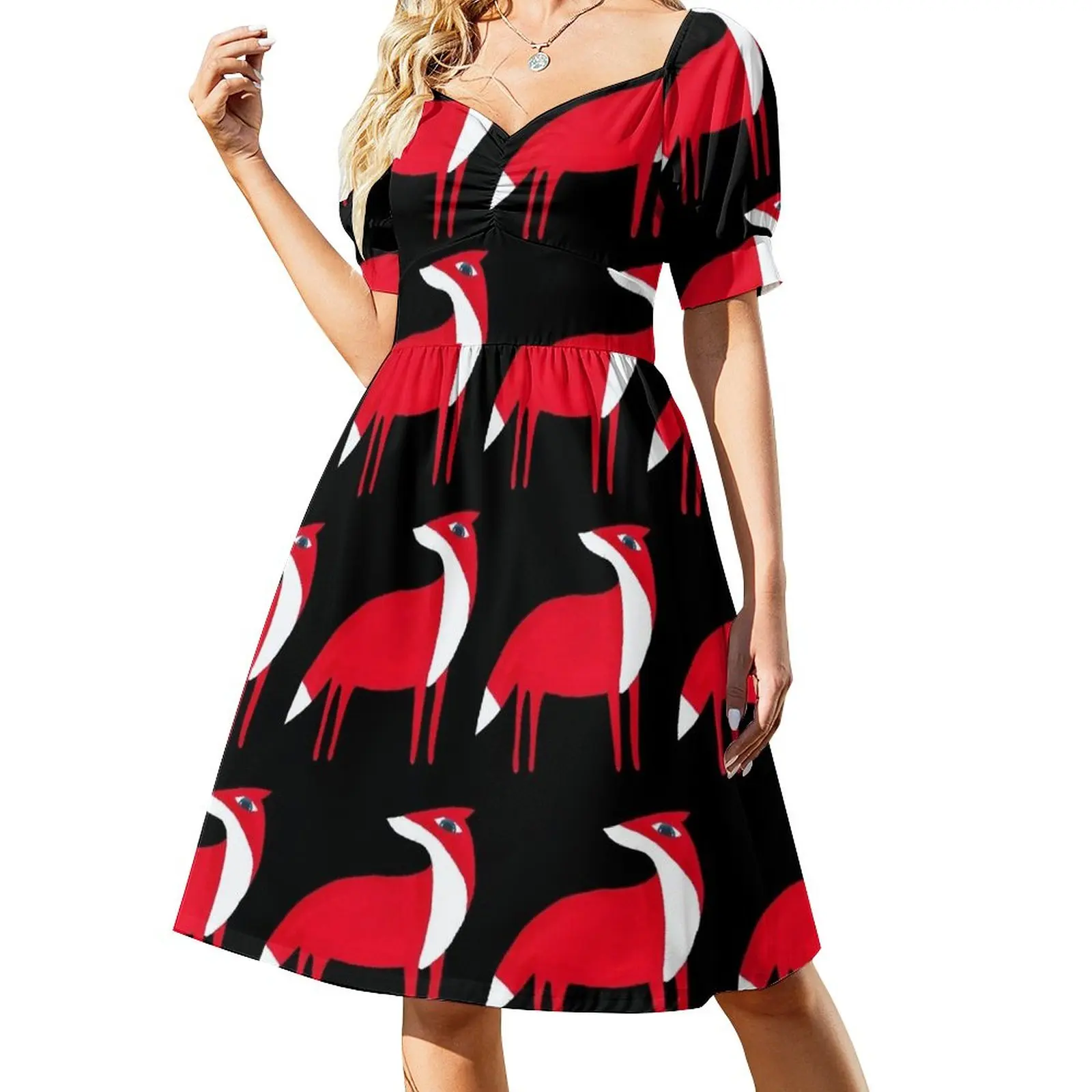 

Женское платье без рукавов с рисунком лисы