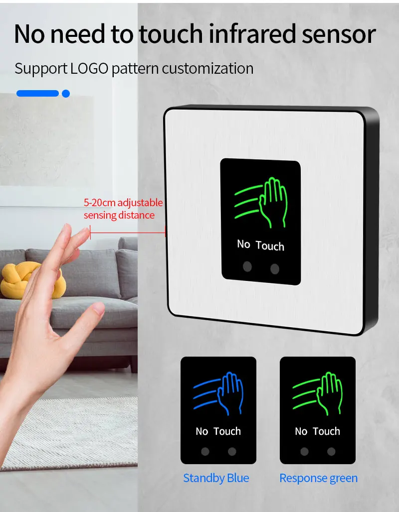 Touchless Door Access Exit Button with Infrared Sensor LED COM NO NC for Access