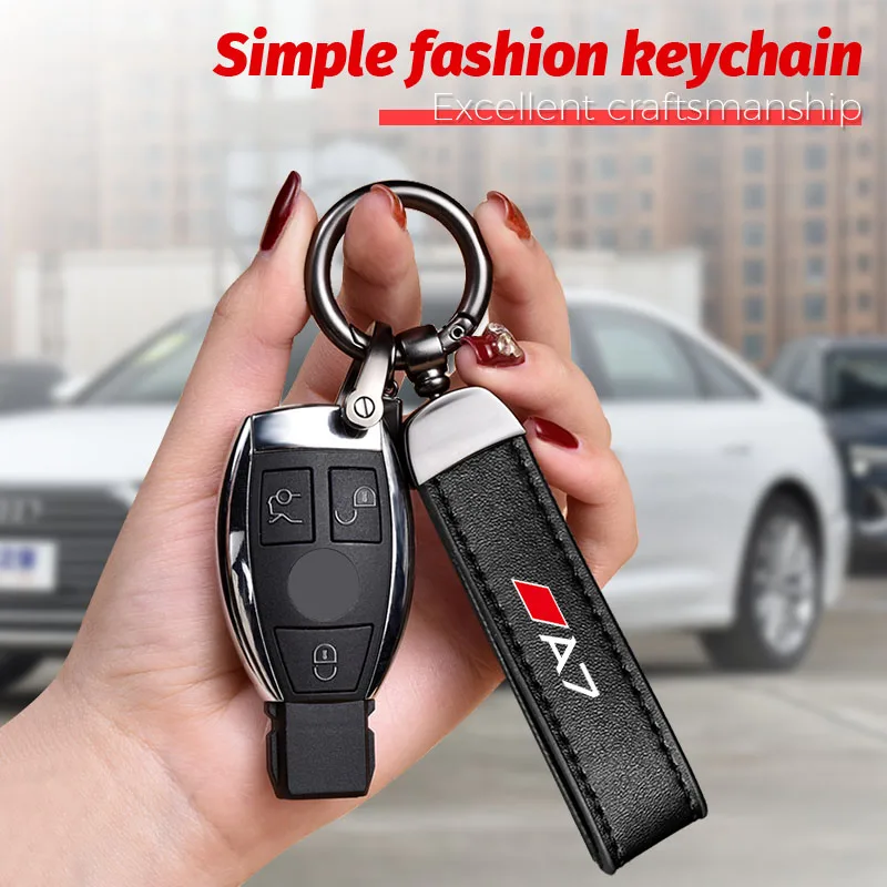 Leder Auto Emblem Keychain Schlüssel Ring Hohe Qualität Metall- schlüsselanhänger Für Audi Quattro A1 A3 A4 A5 A6 A7 A8 q2 Q3 Q5 Q7 Q8 TT  RS3 RS4 - AliExpress