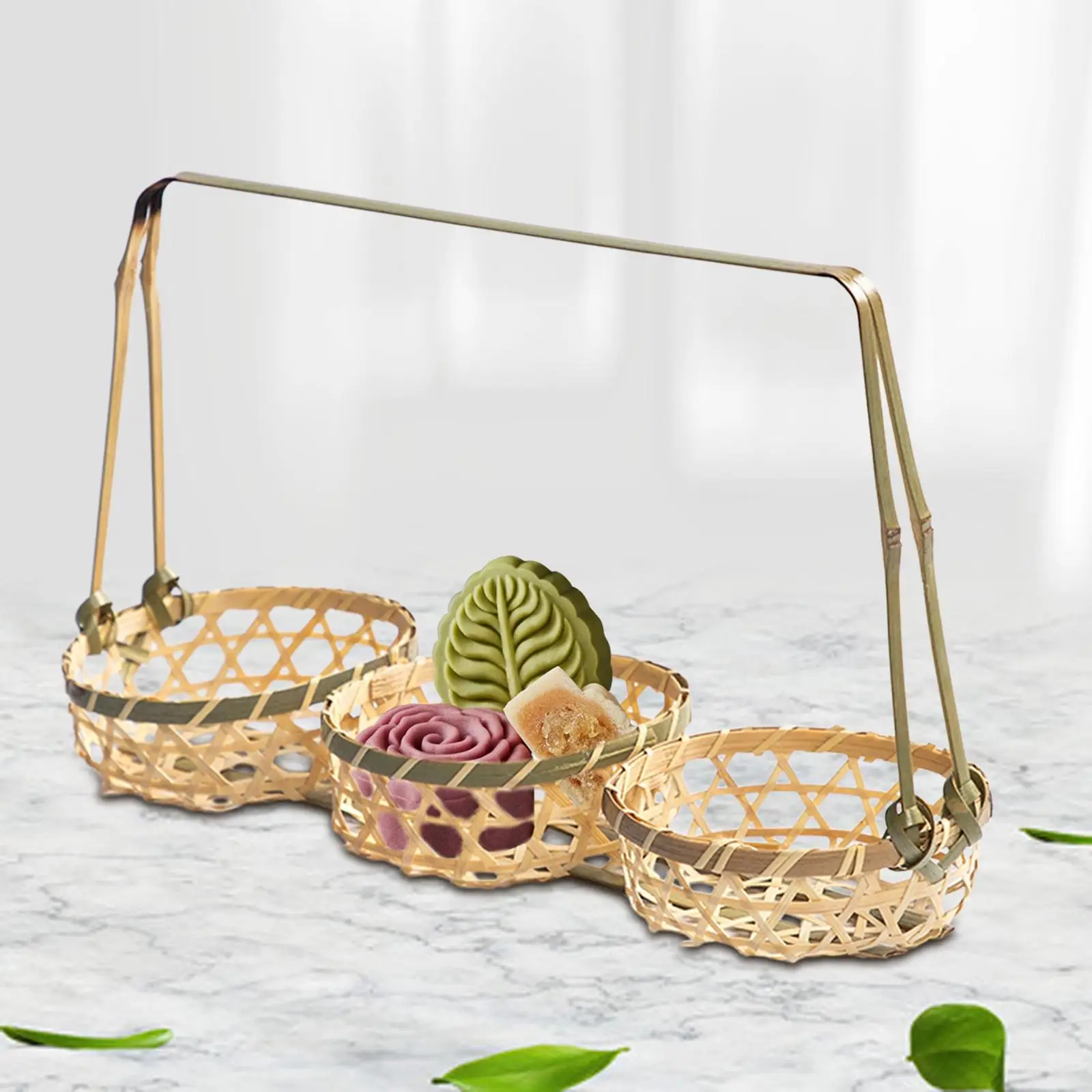 Bamboo Food Serving Basket Rustic Serving Trays Food Storage for Living Room Bamboo Food Serving Basket Rustic Serving Trays Food Storage for Living Room