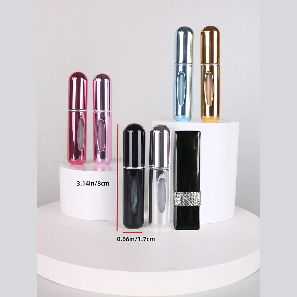 Portable Spray Bottle Travel Set 6-Pack 5ml Refillable Perfume Spray Self-Suction Bottom
