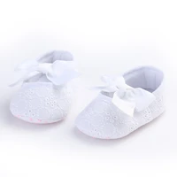White Spring And Autumn 0-18M Newborn Baby Shoes Bow Decoration Princess Shoes Baptismal Shoes Soft Soled Anti Slip Baby Shoe 2