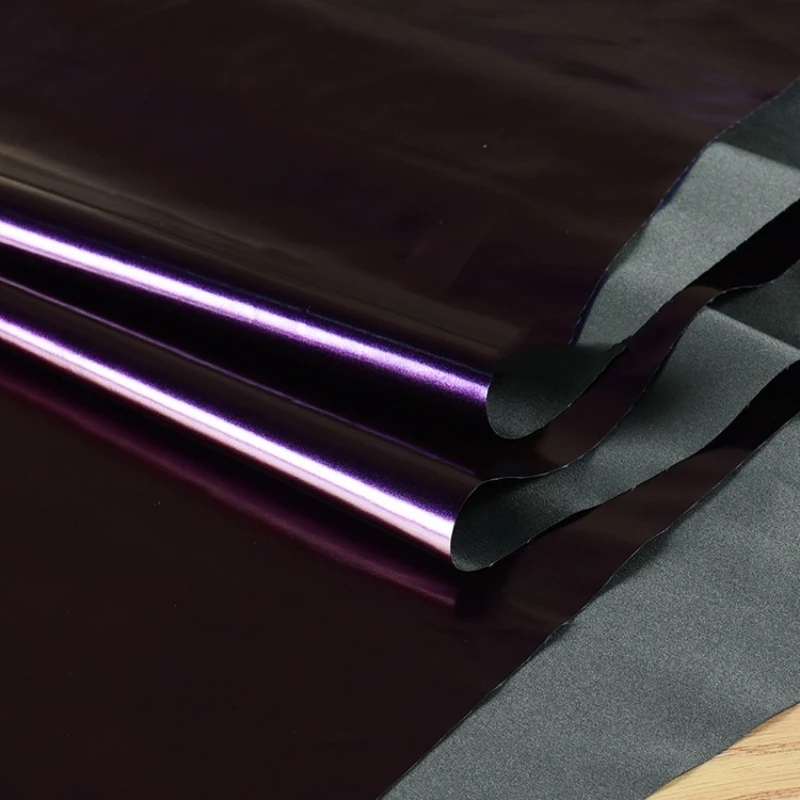 Glossy Glossy Dark Purple Pu Leather Down Jacket Waterproof Fabric Cloth Per Meter Apparel Sewing Diy Material
