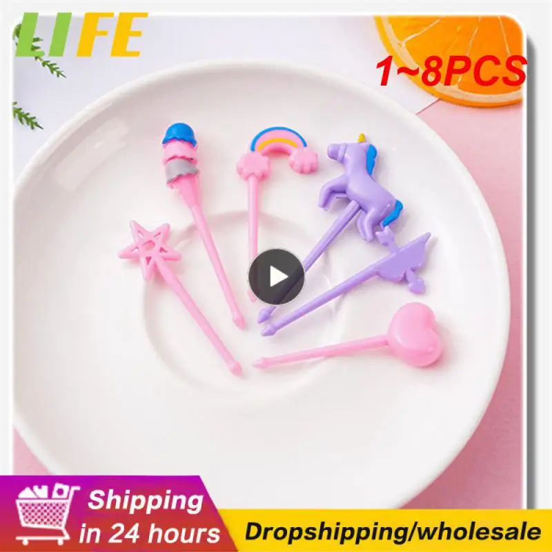 

1~8PCS Mini Food Fruit Fork Set Kid Cute Bento Box Decor Dessert Forks Cartoon Toothpick Cake Dessert Party Supply