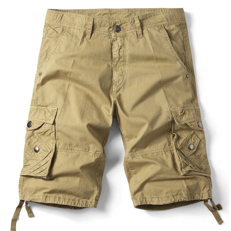 thumbnail image 1 of Pantalones cortos holgados informales de talla europea para hombre, pantalones cortos medianos de cinco puntos con múltiples bolsillos, 1 of 5