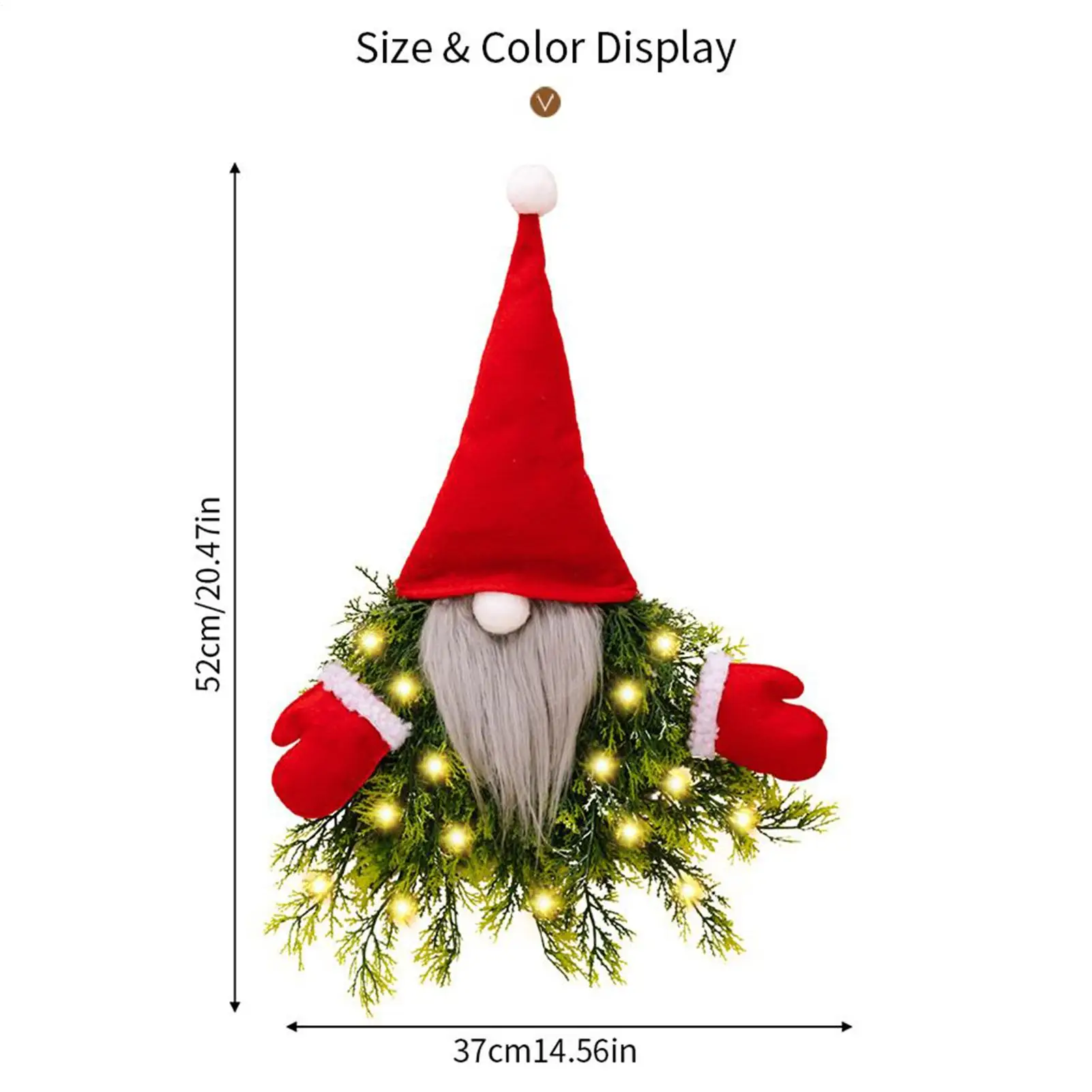 Artificial Christmas Wreath Advent With LED Lights Gnome Gnome Christmas Wreath With Lights For Indoor Window Fireplace Shelf