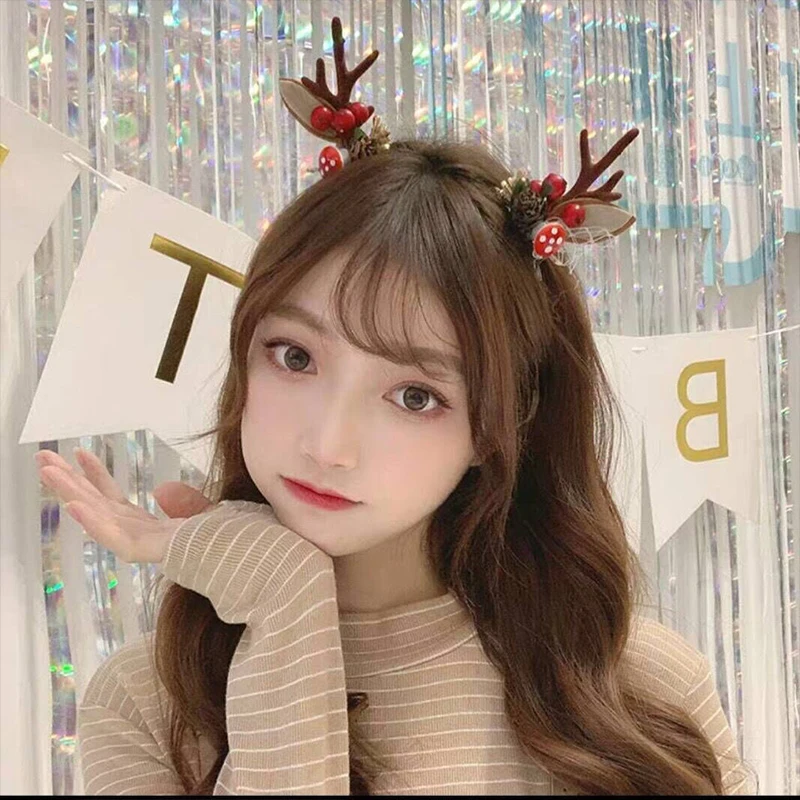 2pcs Christmas Elk Ear Hair Clip Santa Cute Deer Ear Hairpin Christmas Decoration Xmas Party Headbands New Year Navidad Supplies