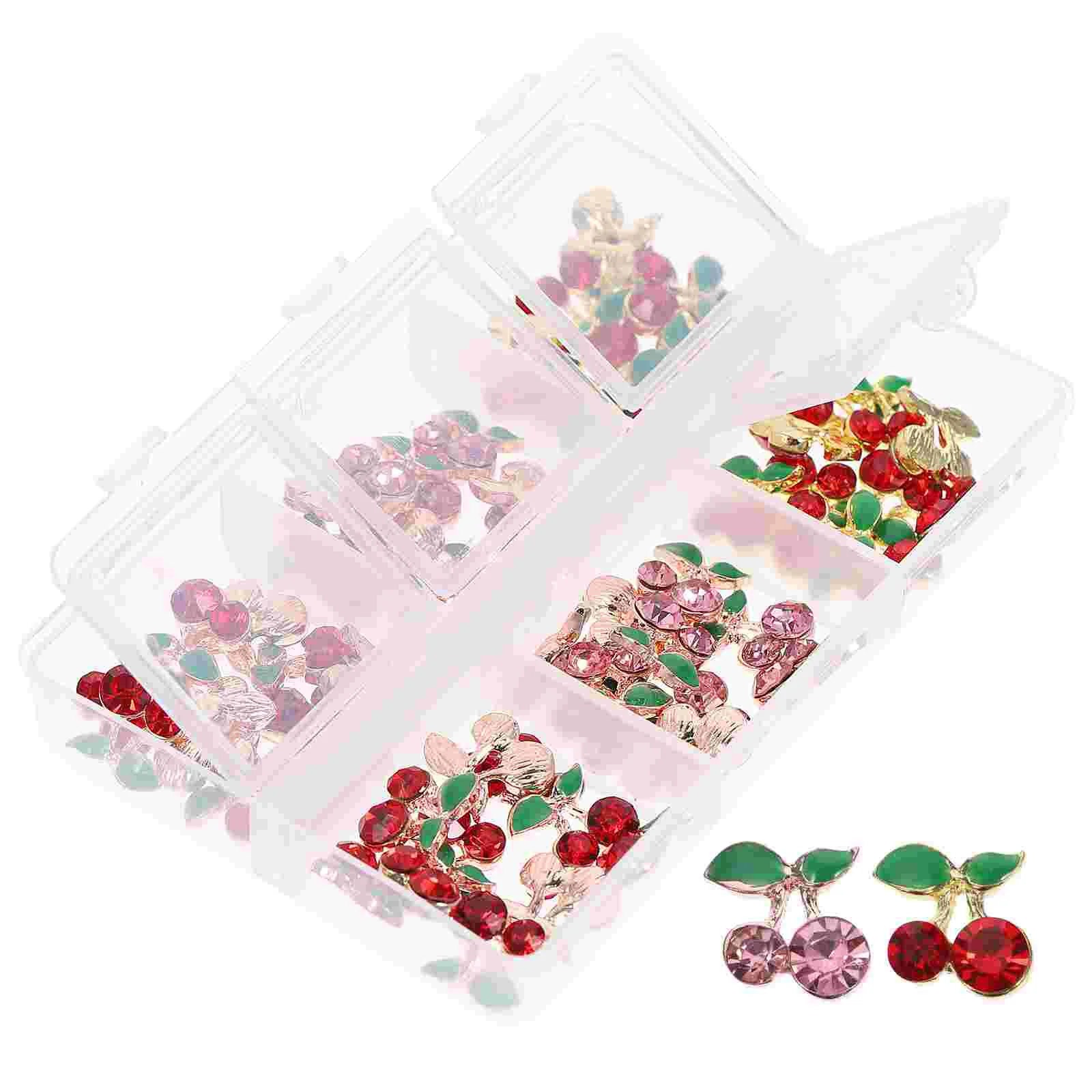 

60Pcs Nail Rhinestones Gems Cherry Nail Crystal Charms DIY Nail Decoration