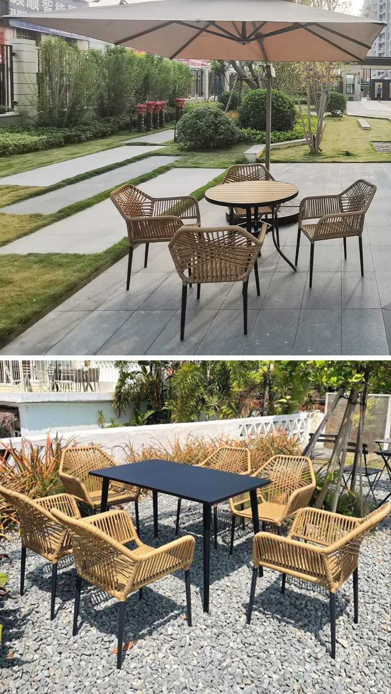 Back Yard Patio Furniture Sets Dinning Rattan Pool Furniture Sets Outdoor Modern Coffee High Quality Armchair Muebles Home Decor