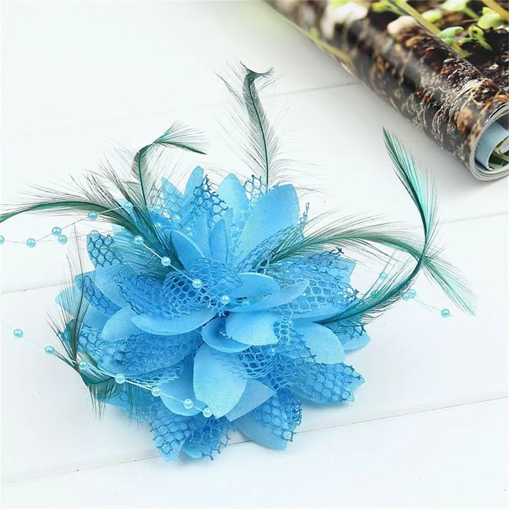 Brautschmuck Hochzeits-Kopfblume Corsage Feder-Kopfschmuck Hochzeits-Haarnadel Braut-Haarklammer Kopfschmuck Erwachsenen-Haaraccessoires – Detail 9