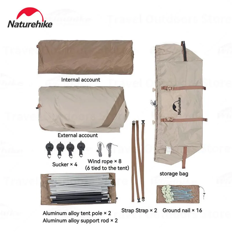Naturehike Car Docking Tent Shelter SUV Rear Side Canopy for Family Camping Outdoor Glamping Sunscreen 2 People Rainproof 2.15m camping tent,portable tent,car rear tent