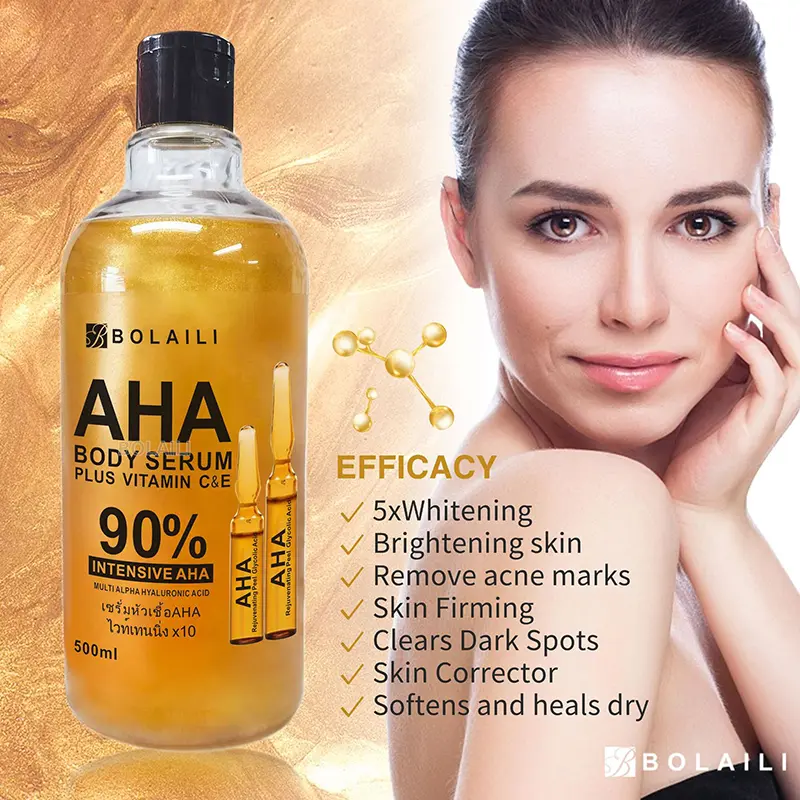 ALPHA Hydroxy Acids 24K Gold Face Body Serum Vitamin C&E Essence Firming Moisturizing Spots Remover Whitening Skin Care 500ml - Image 2