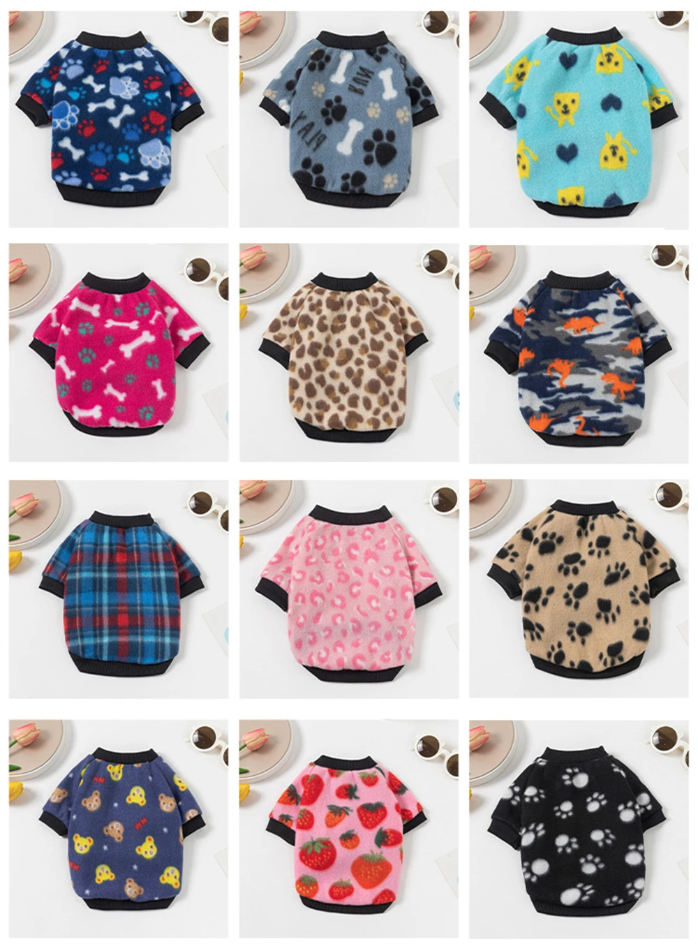 Klassische Bedruckte Welpen- und Katzen-Hoodies Polar Fleece Winter Warme Haustierkleidung für Kleine Hunde Chihuahua Pullover Mascotas Sweater – Detail 2