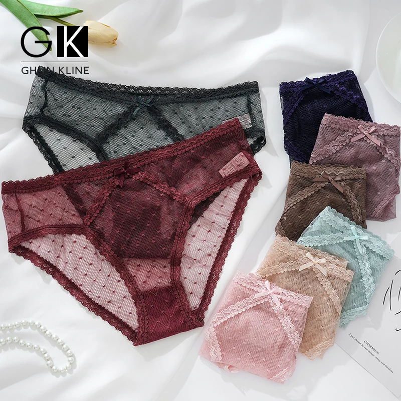2023 New трусы женские Plus Size Lace Women Underwear Trendy Bow Sexy Panties Transparent Solid