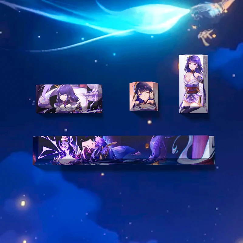 Genshin Impacto Anime Cartoon Gaming Key Caps 6.25u Barra de Espaço Esc 2.25u Digite Keycaps Pbt Dye Subbed Cereja Chaves por Conjunto - Imagem 4