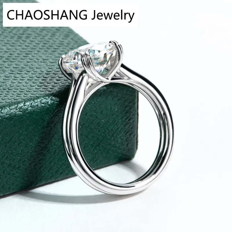 4.0ct Cushion Cut Moissanite Engagement Rings For Women VVS1 D Color Solid 925 Sterling Silver Anniversary Fine Jewelry