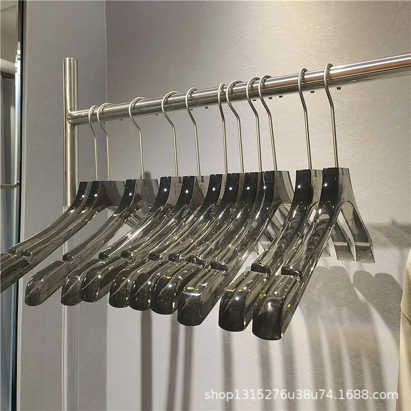 15cm silver hook acrylic transparent smoky gray crystal hanger clothing store special women's wedding dress hanger trouser clip