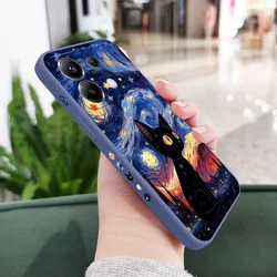 Star Cat Silicone Phone Case - Stylish & Durable Cover for Poco M5 (Light Blue)