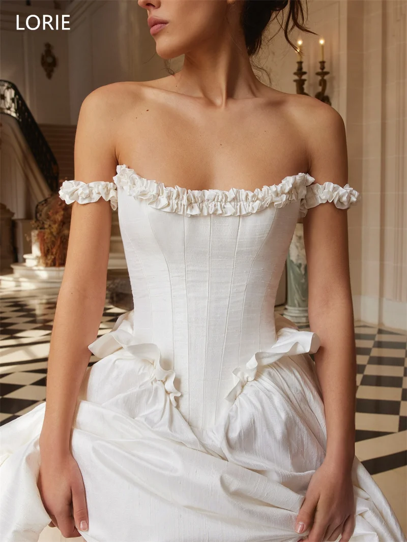 LORIE BOHO A-Line Wedding Dresses Off Shoulder with Glamorous Ruched Sleeveless 2025 Modern Exquisite Bridal Gown Customized