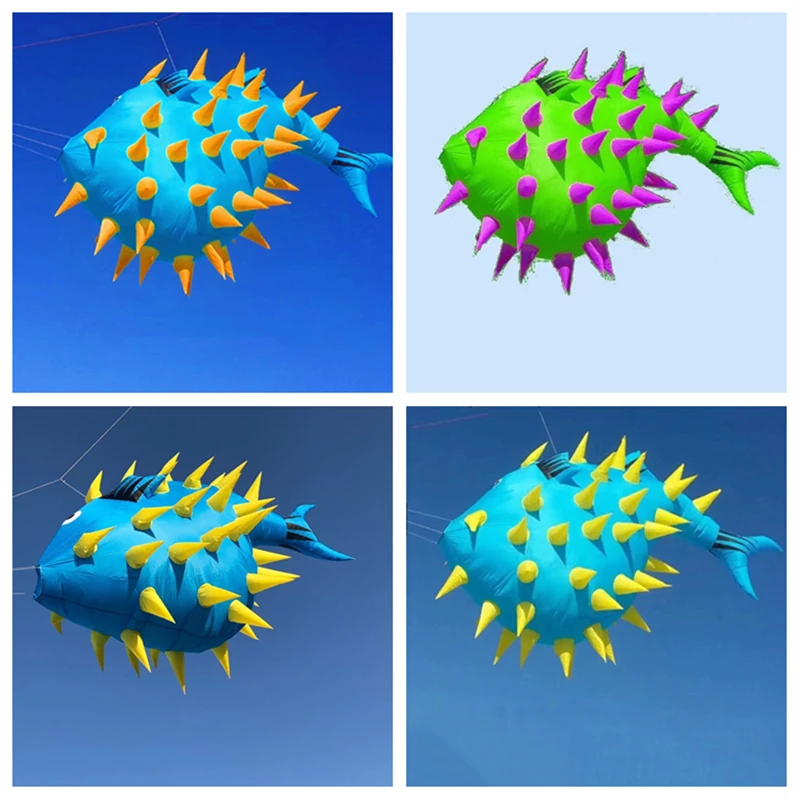 

free shipping puffer fish kite pendant flying outdoor toys wind kites for adults Parachute flight kite koi fish sports kite Toys