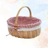 Zerodeko Little Red Riding Hood Basket Hand Woven Picnic Bag Gift Basket Wicker Storage Basket Linen Inner Basket Storage 6