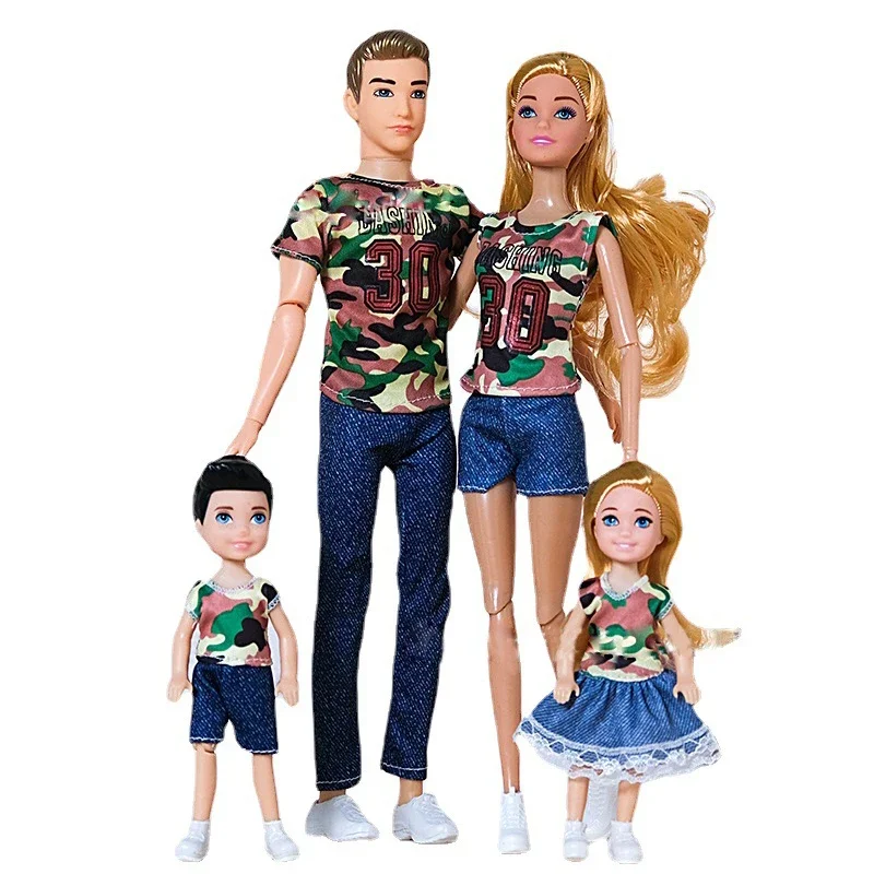1/6 BJD Family Dolls with Parent-Child Wear Couple Dolls Baby Girl Mom Dad Role Play Toys DIY Doll House Toy for Girls Gifts - 2