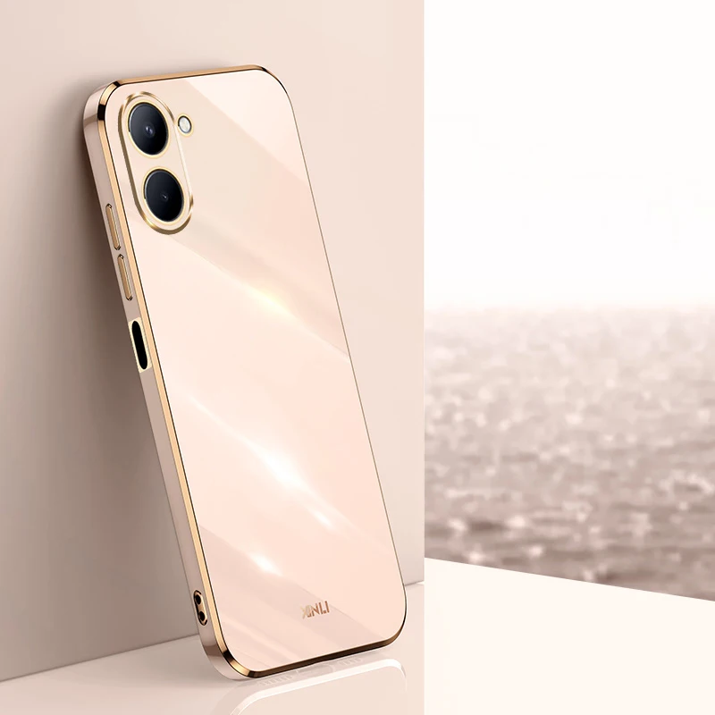 غطاء خلفي من السيليكون المقاوم للصدمات ، حافظة هاتف ، طلاء مربع فاخر ، Realme C33 ، RMX3624 ، RMX3627