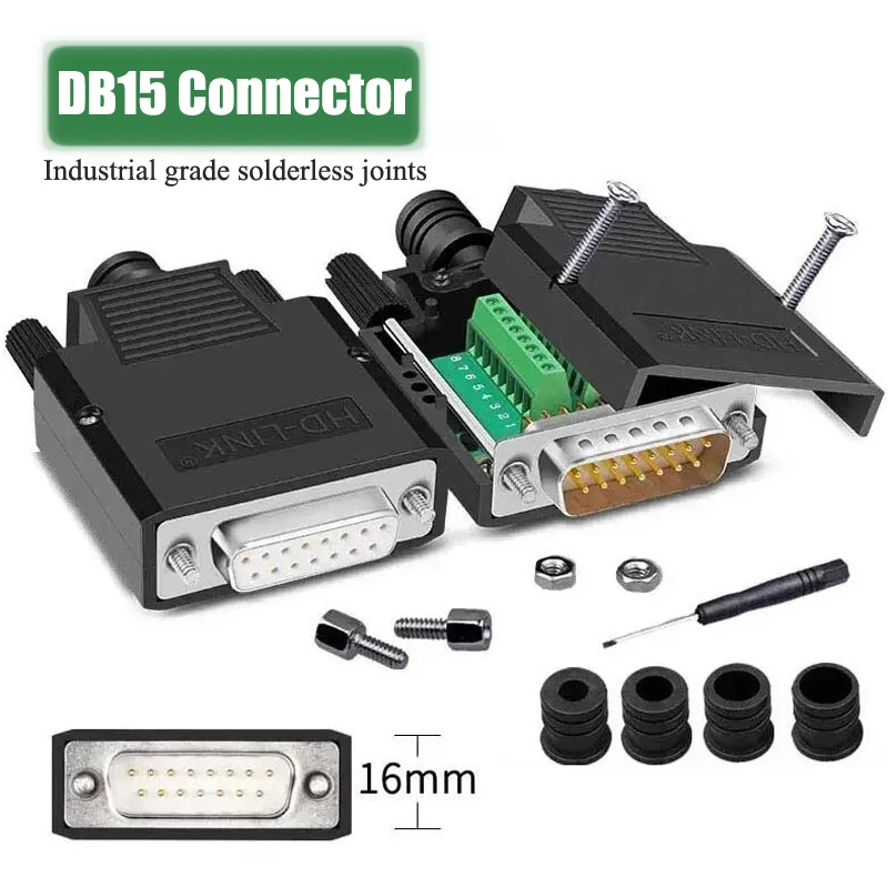 Db15 Connettore Senza Saldatura Industria Rs232 2 Righe Connettore Breakout 15Pin Db15 Spina Maschio Femmina D-Sub Adattatore Terminale